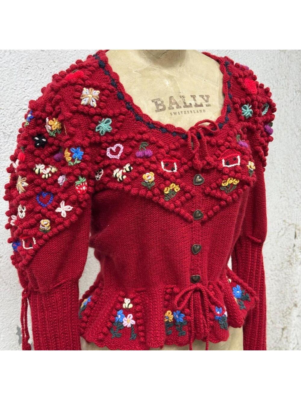 Ultra-Rare Michaela Buerger Lena Hoschek Red Anniversary Cardigan Cashmere 10/25 - Picture 3 of 8